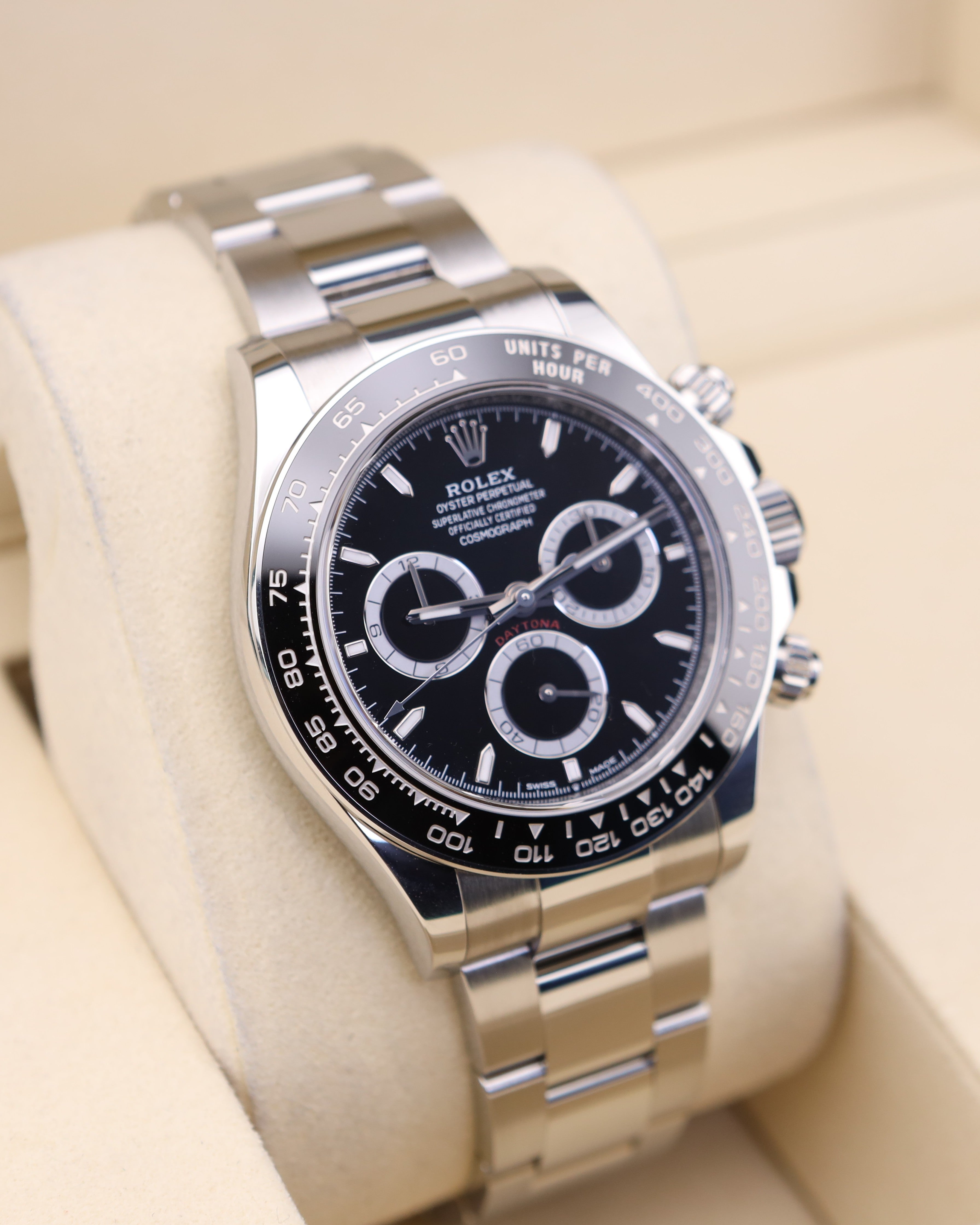 Rolex Daytona Black Dial 126500LN detail view