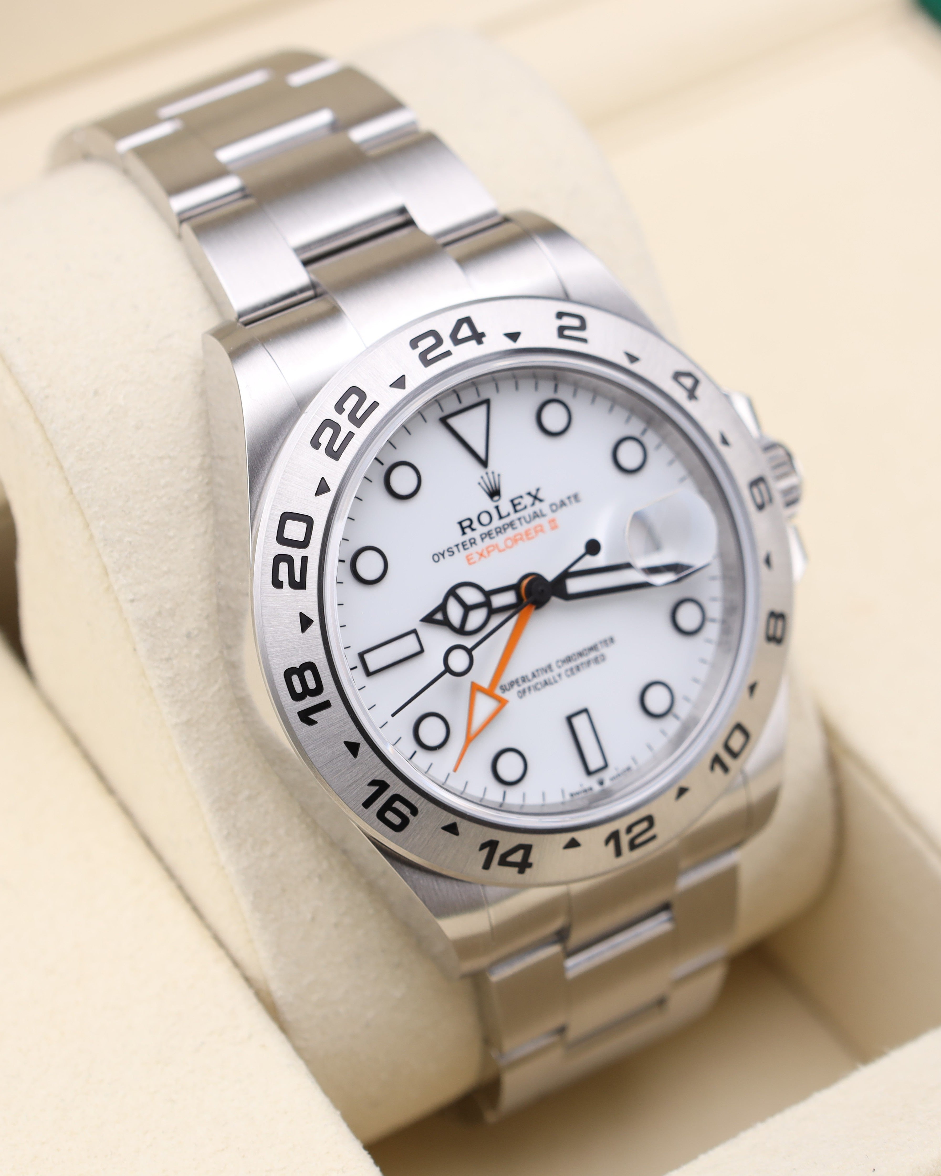 Rolex Explorer II Polar White Dial 226570 detail view