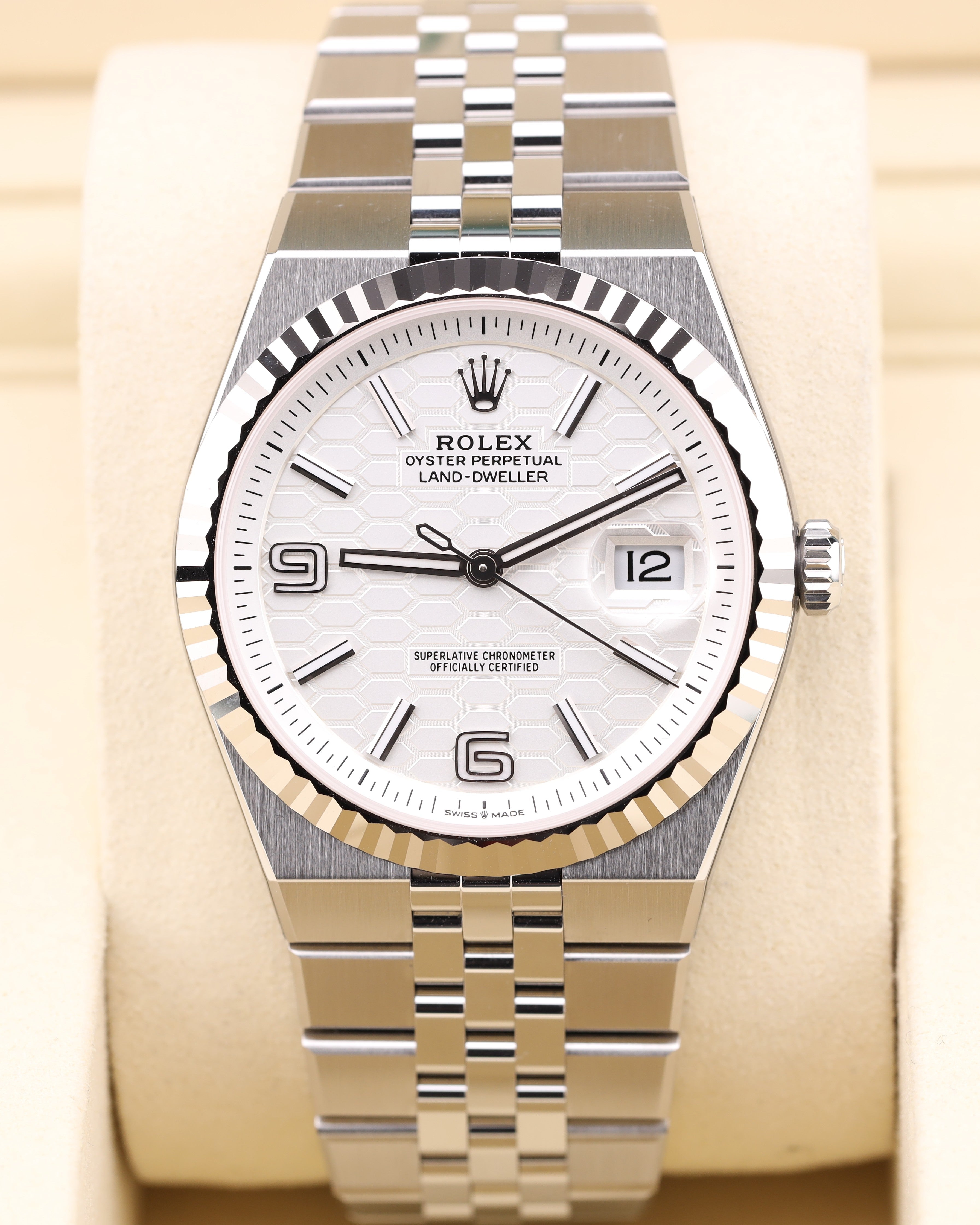 Rolex Land-Dweller 40 White Honeycomb Dial 127334 — Iron Eagle Reserve Miami