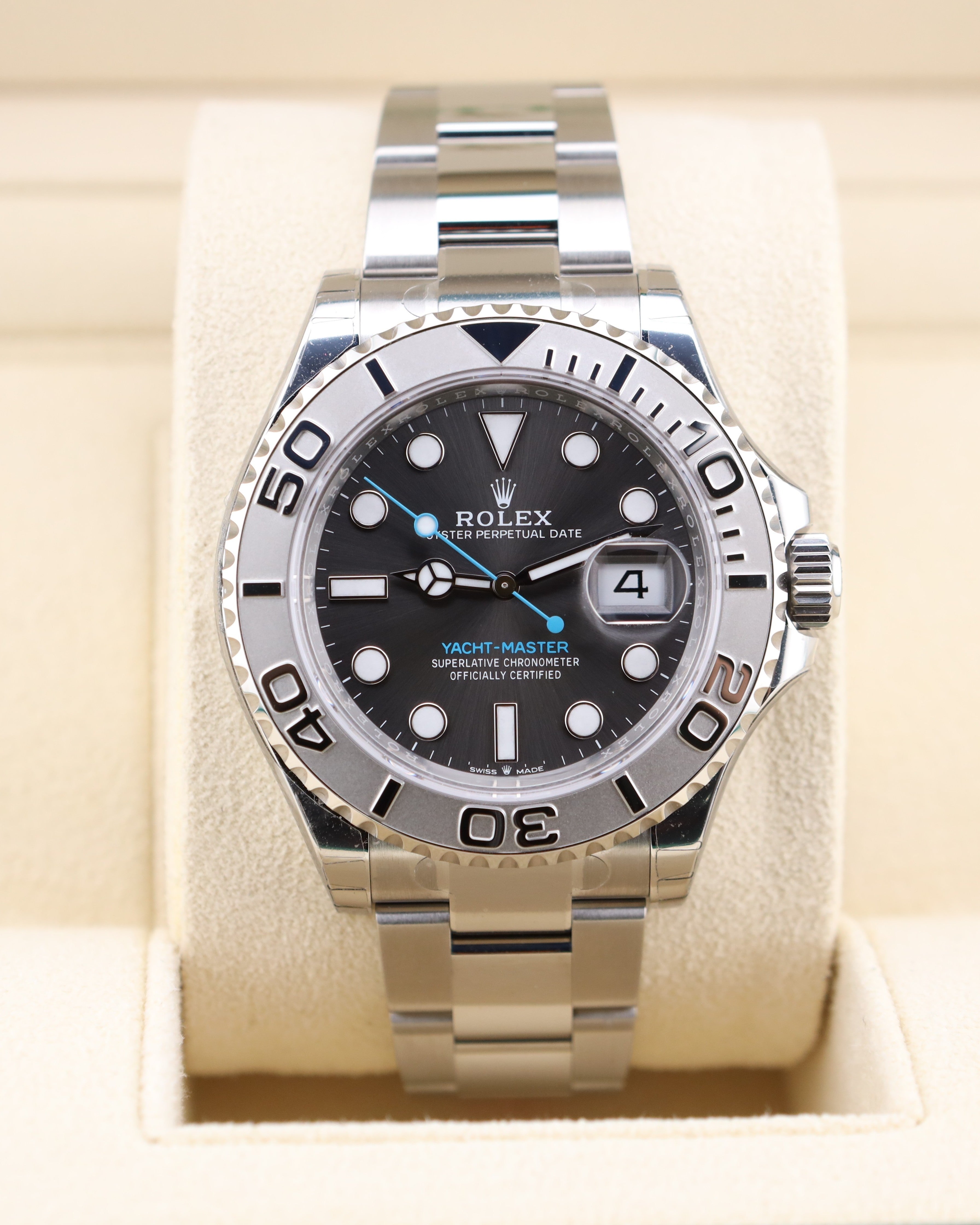 Rolex Yacht-Master 40 Rhodium Slate Platinum Bezel 126622 — Iron Eagle Reserve Miami