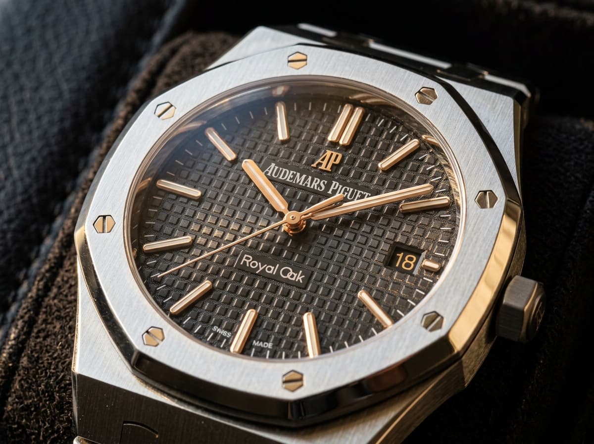 Audemars Piguet Royal Oak on dark surface — sell AP in Miami guide