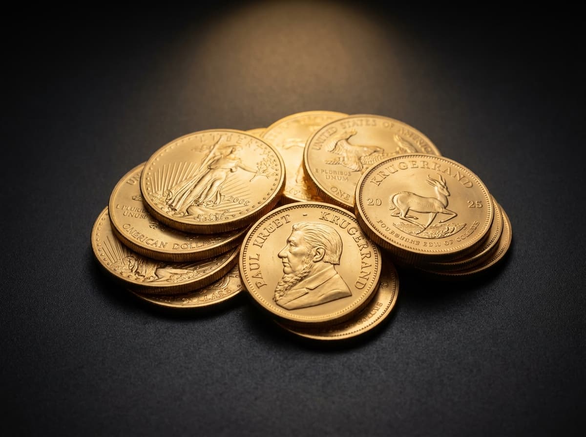 Gold and silver coins on dark surface — sell coins and bullion in Miami guide