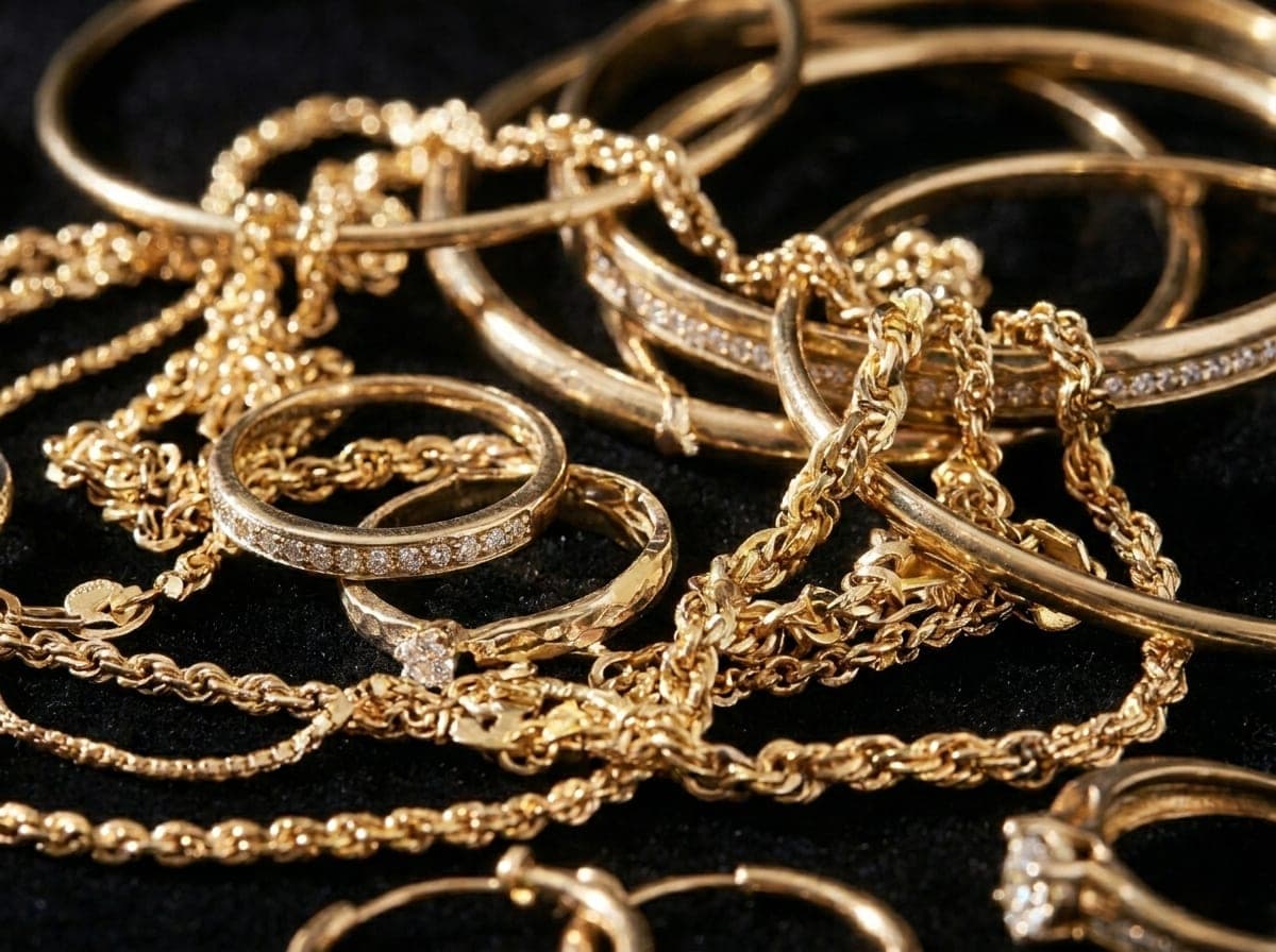 Joyería de oro en terciopelo negro — vende tus joyas de oro en Miami por efectivo