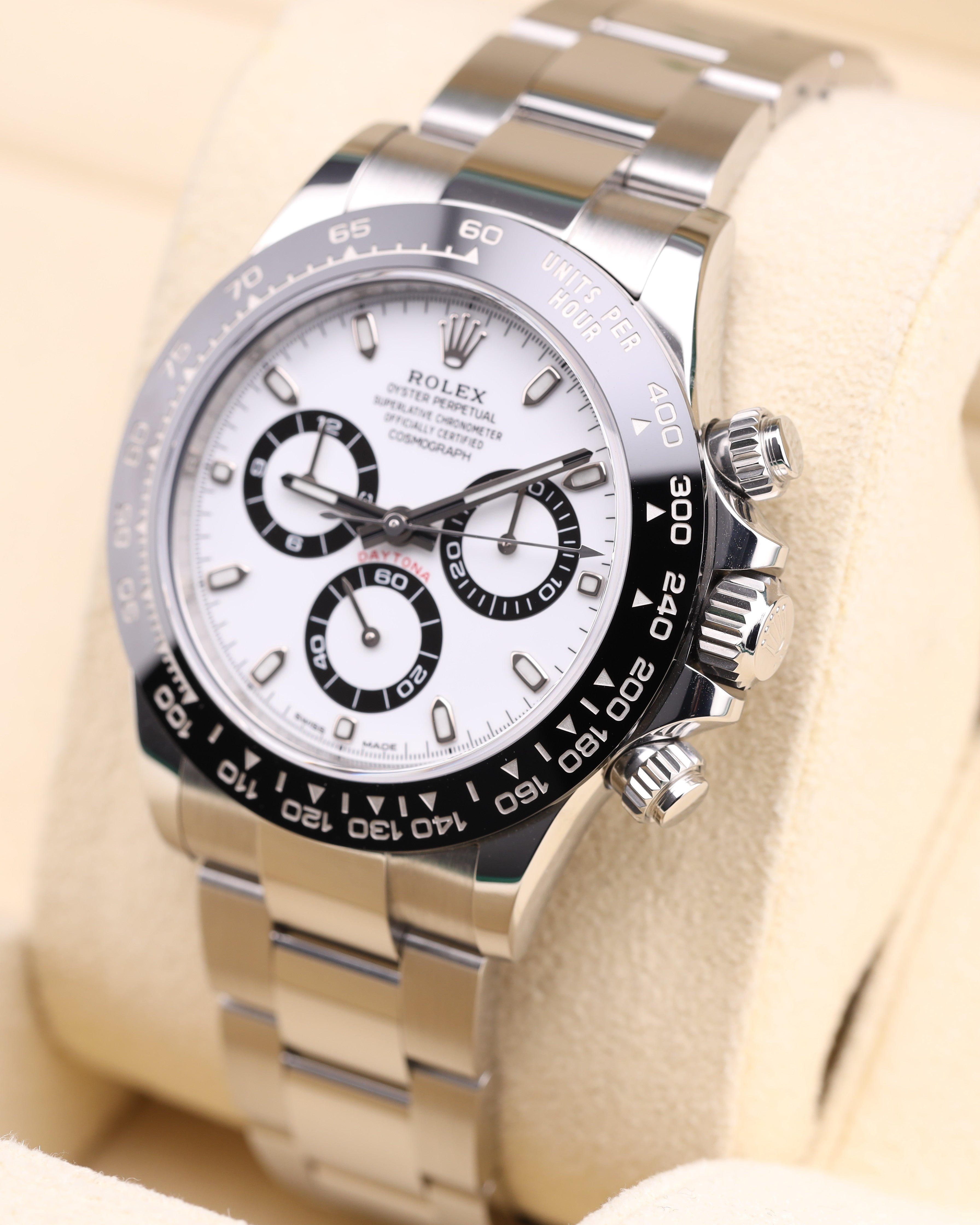 Rolex Daytona Panda White Dial 116500LN detail view