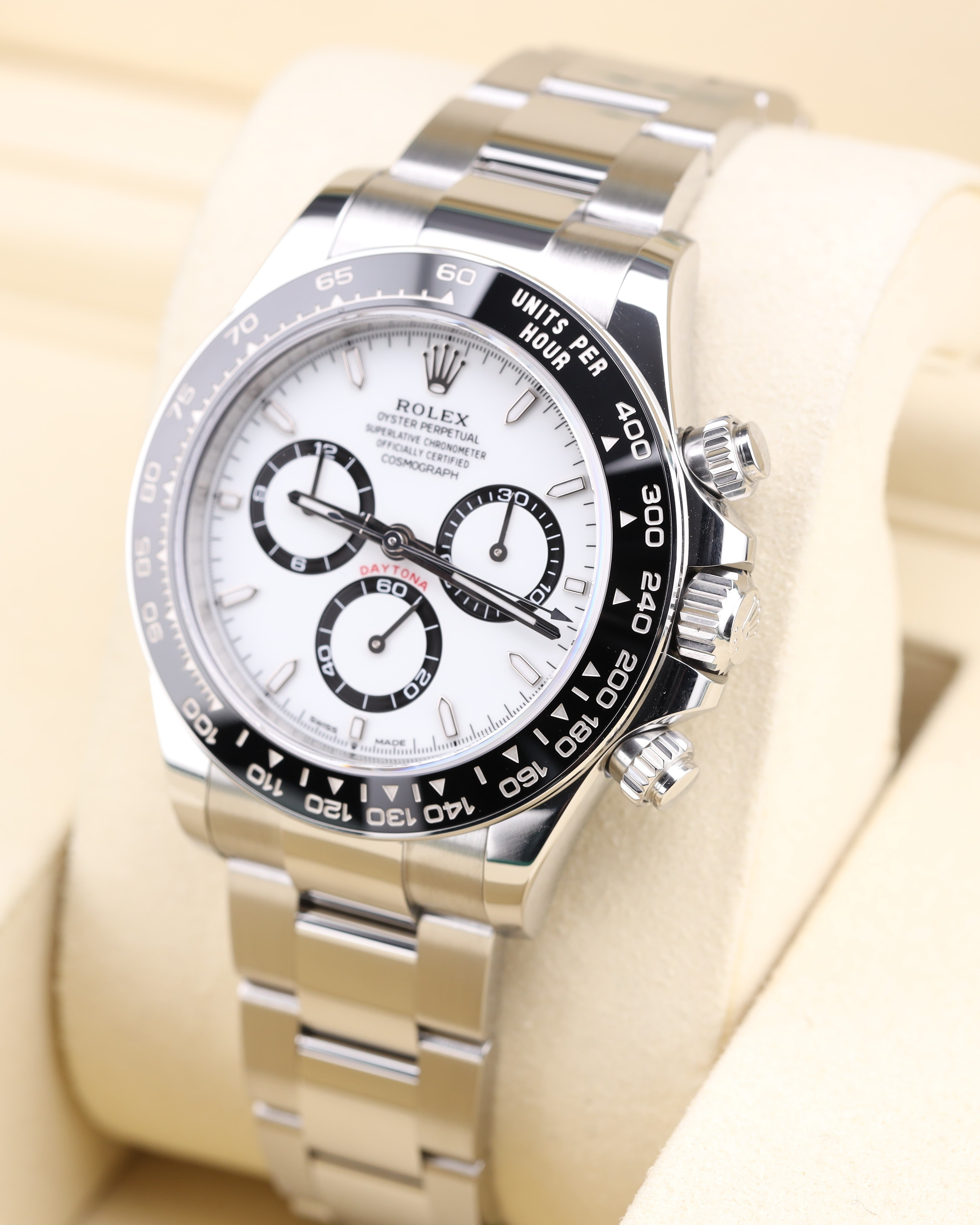 Rolex Daytona Panda White Dial 126500LN detail view