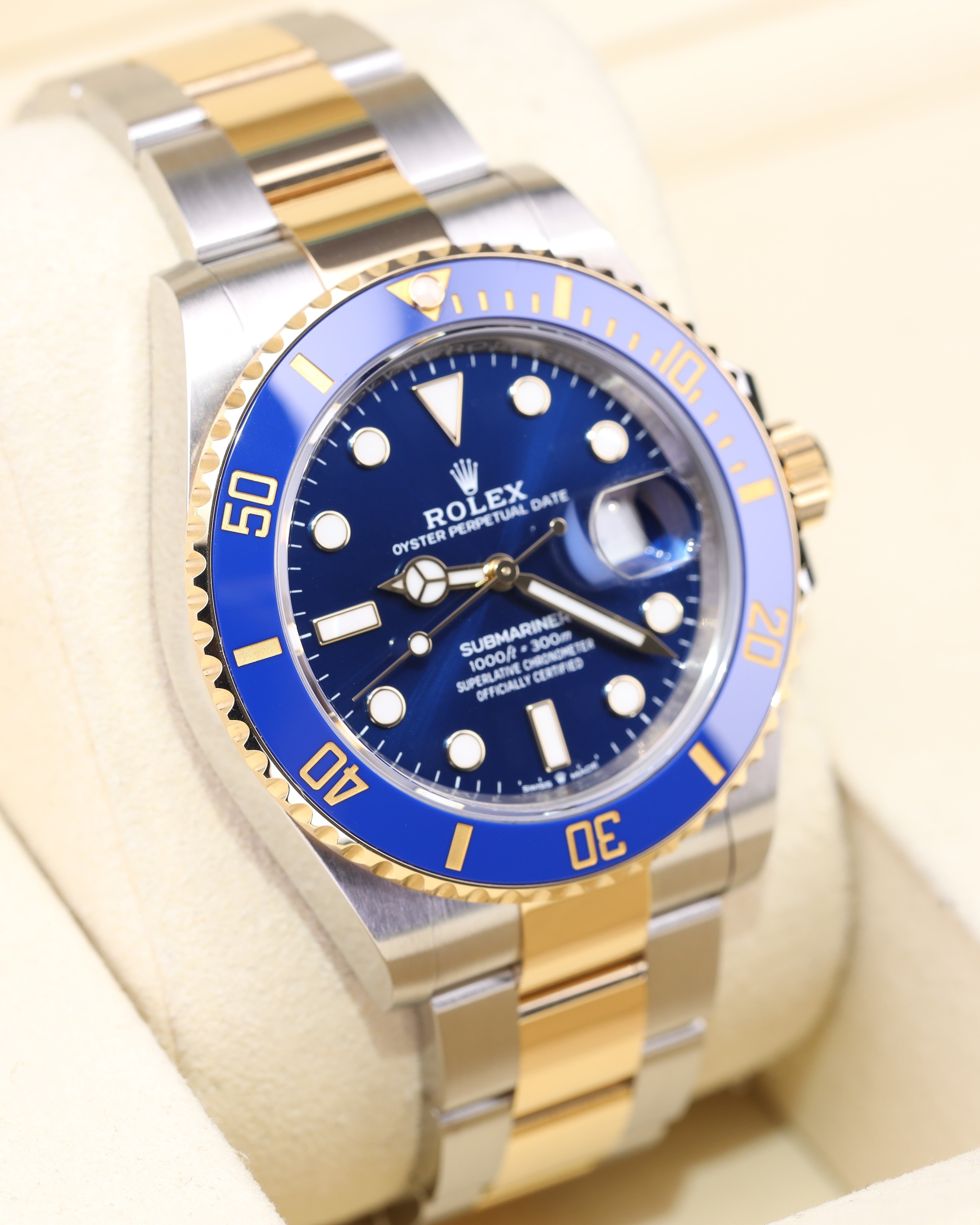 Rolex Submariner Date Bluesy Two Tone Oyster 126613LB detail view